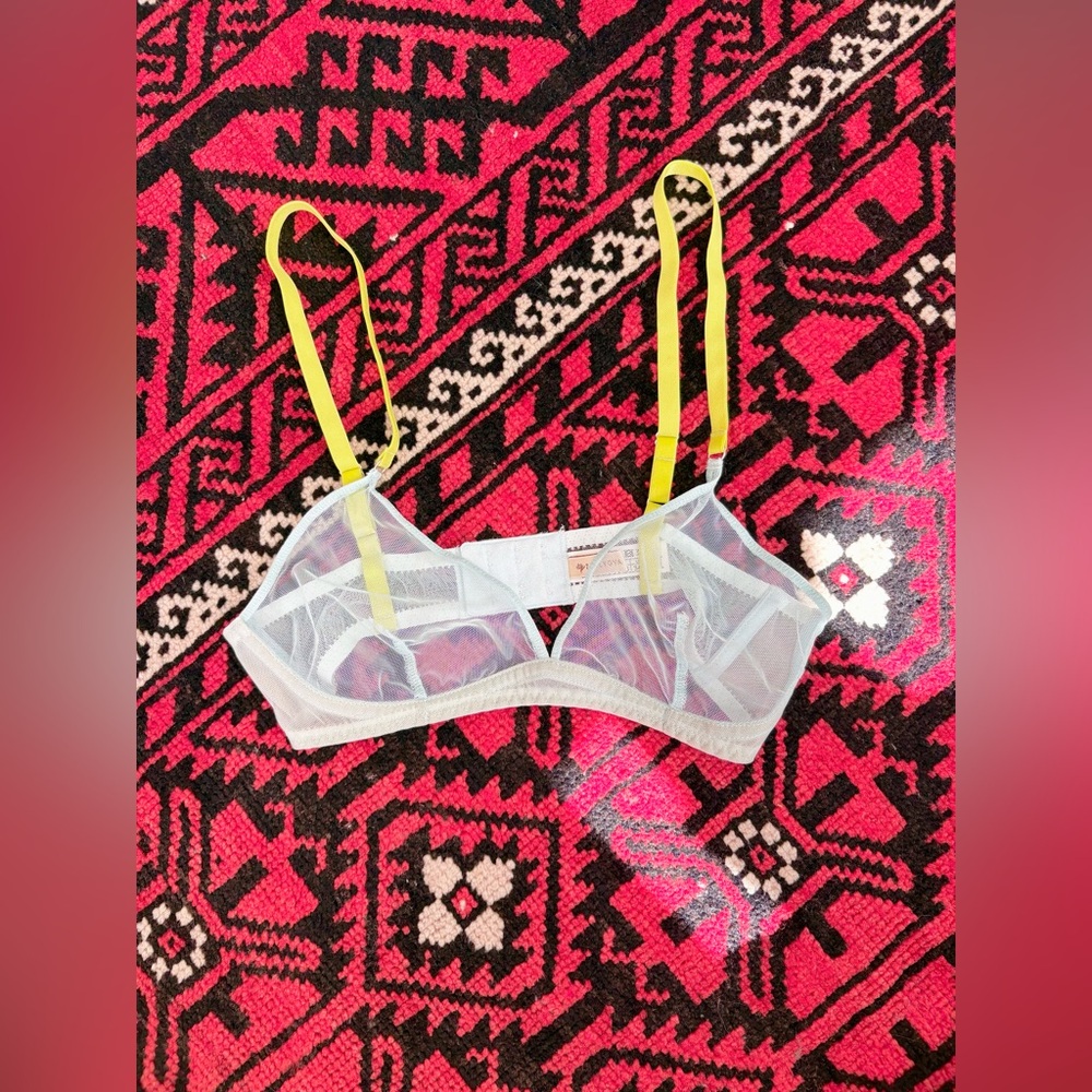 zhilyova mesh bra - triangle sheer with chartreuse straps - 34B - EUC - Picture 8 of 8